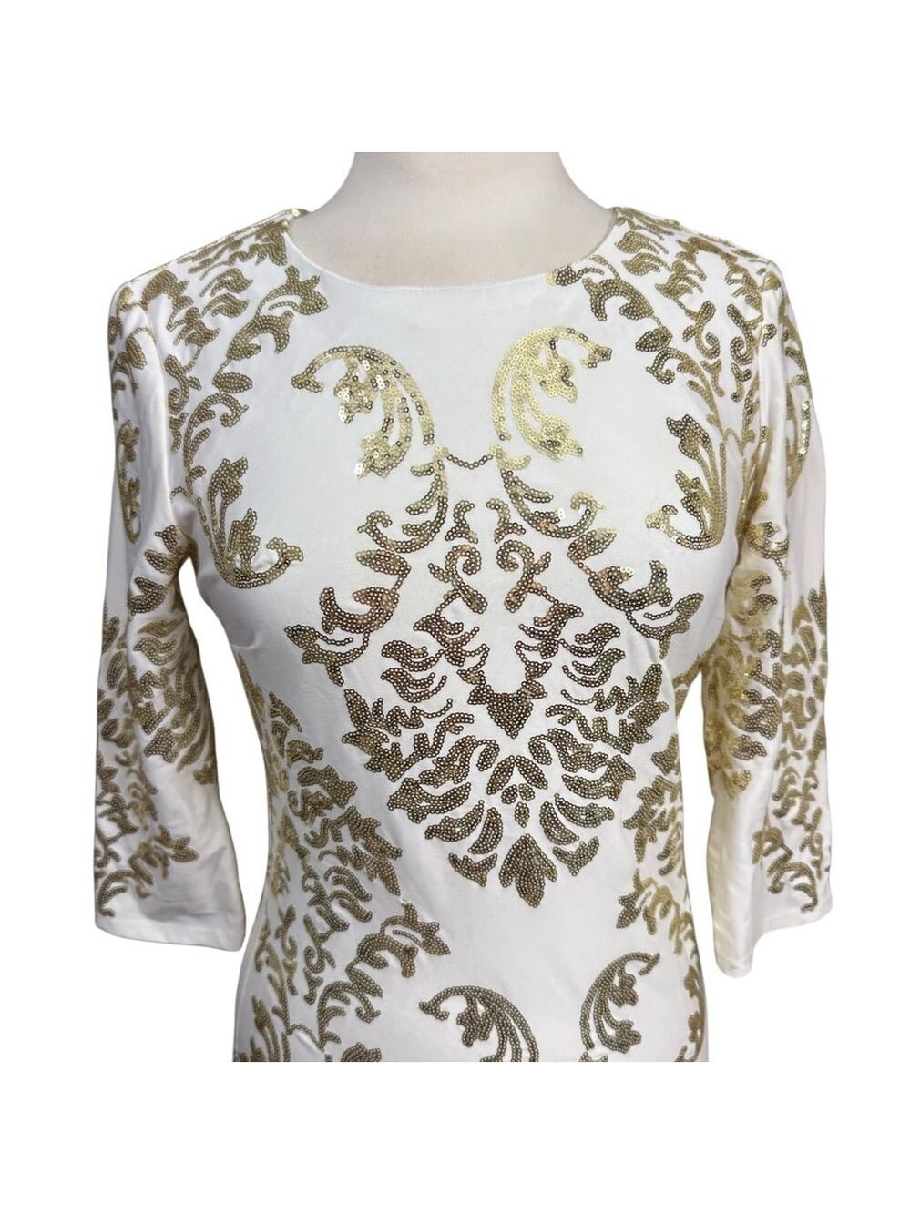 B Darlin White Sequin Dress Size 9/10 Long Sleeve Cocktail - Picture 2 of 9
